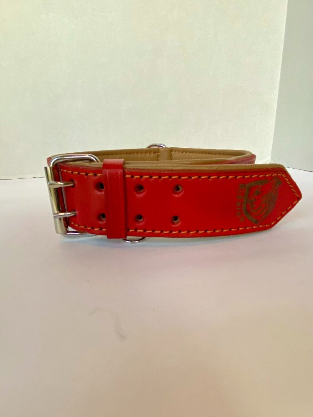 Riparo Red Leather Padded XL Kanine Collar 32" long, Like New